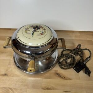 Vintage Samson WAFFLE IRON Art Deco Parrot Bird Porcelain Top w/ Cord WORKS